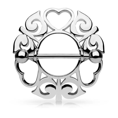 Nipple Piercing Heart Tribal Round