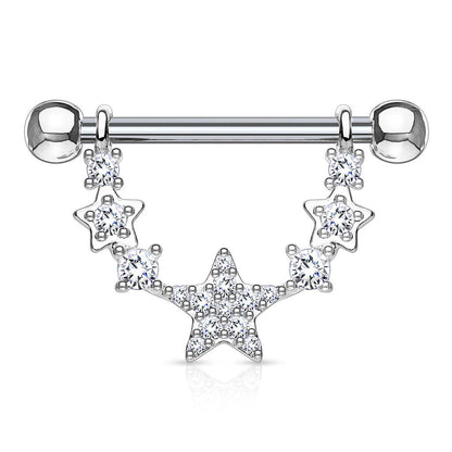 Nipple Piercing Star hanging Zirconia