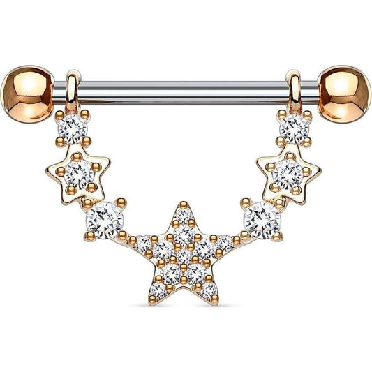 Nipple Piercing Star hanging Zirconia