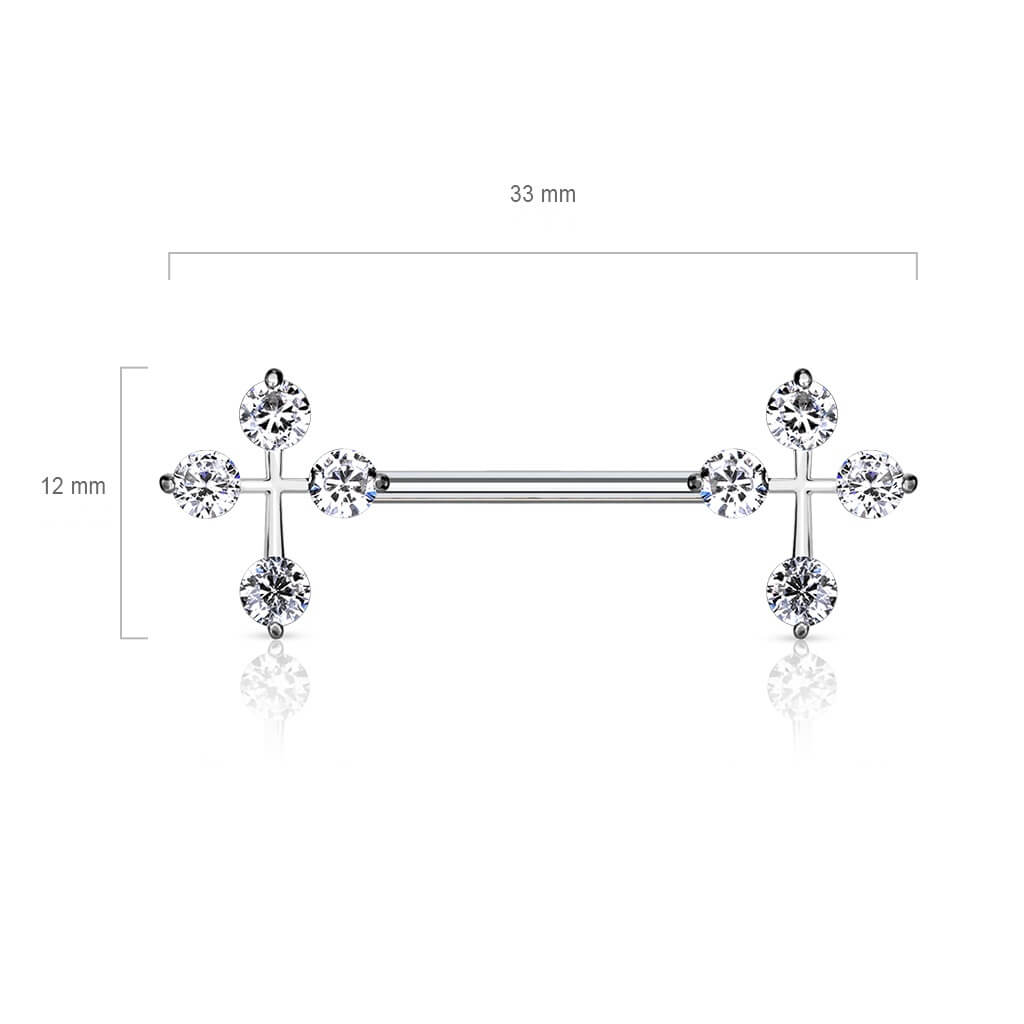 Nipple Piercing Cross Zirconia