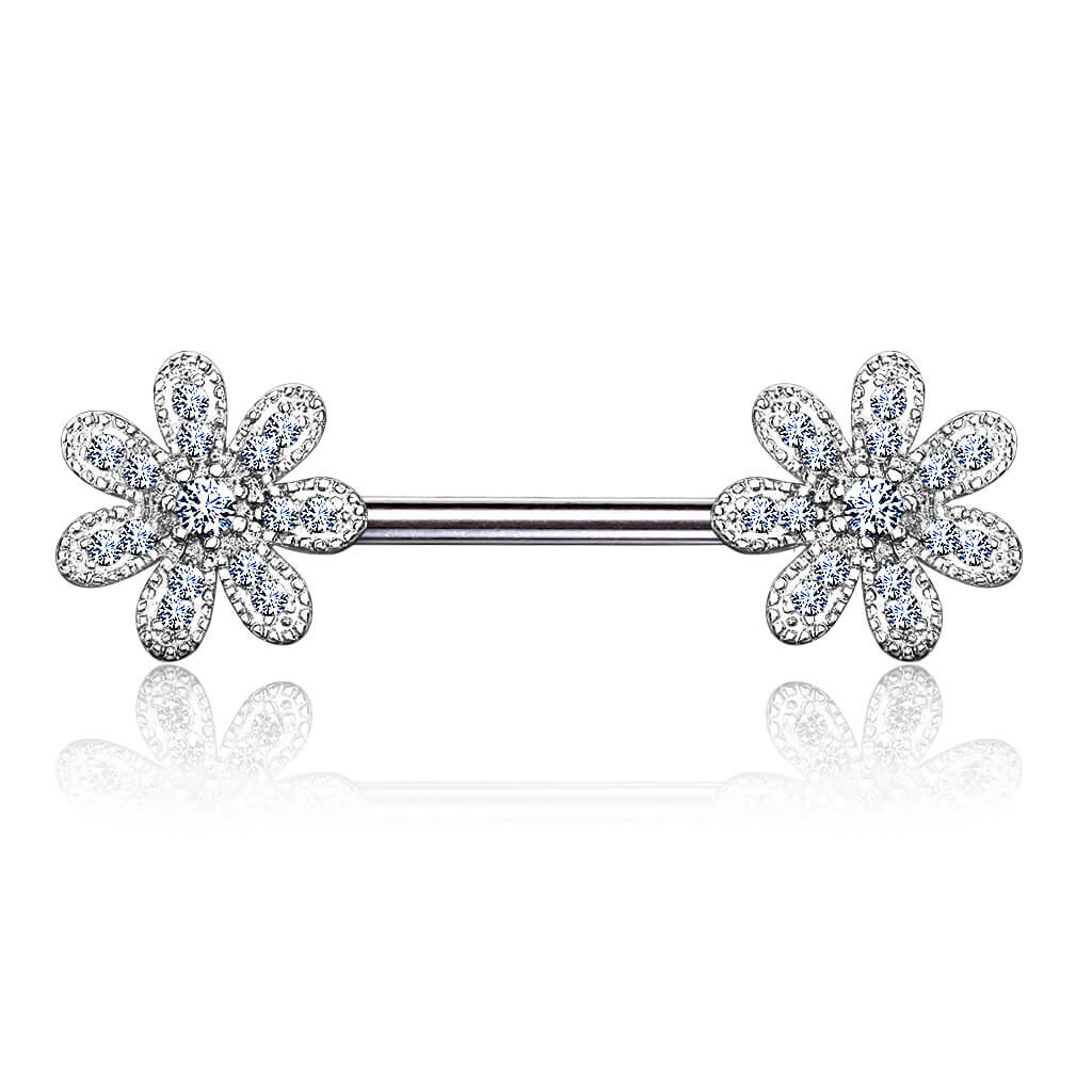 Nipple Piercing Flower Zirconia