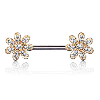 Nipple Piercing Flower Zirconia