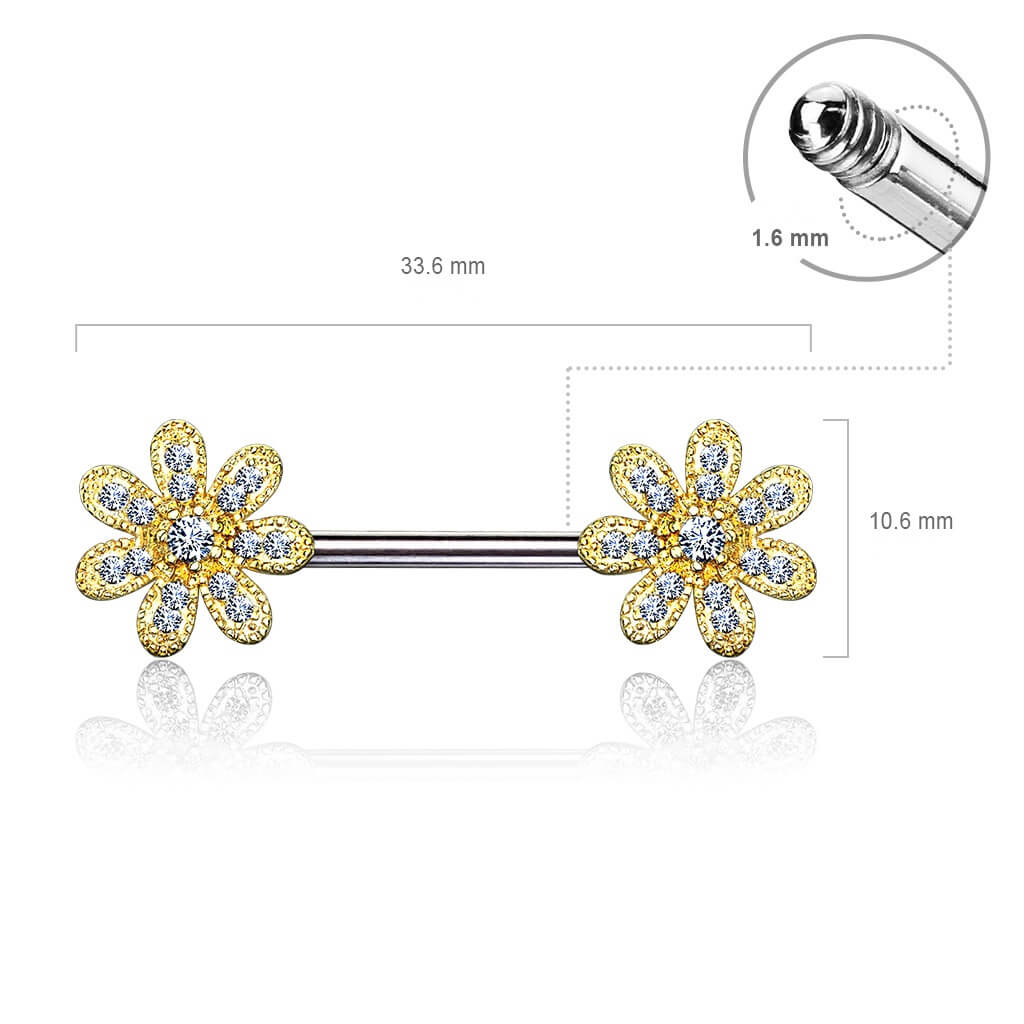 Nipple Piercing Flower Zirconia