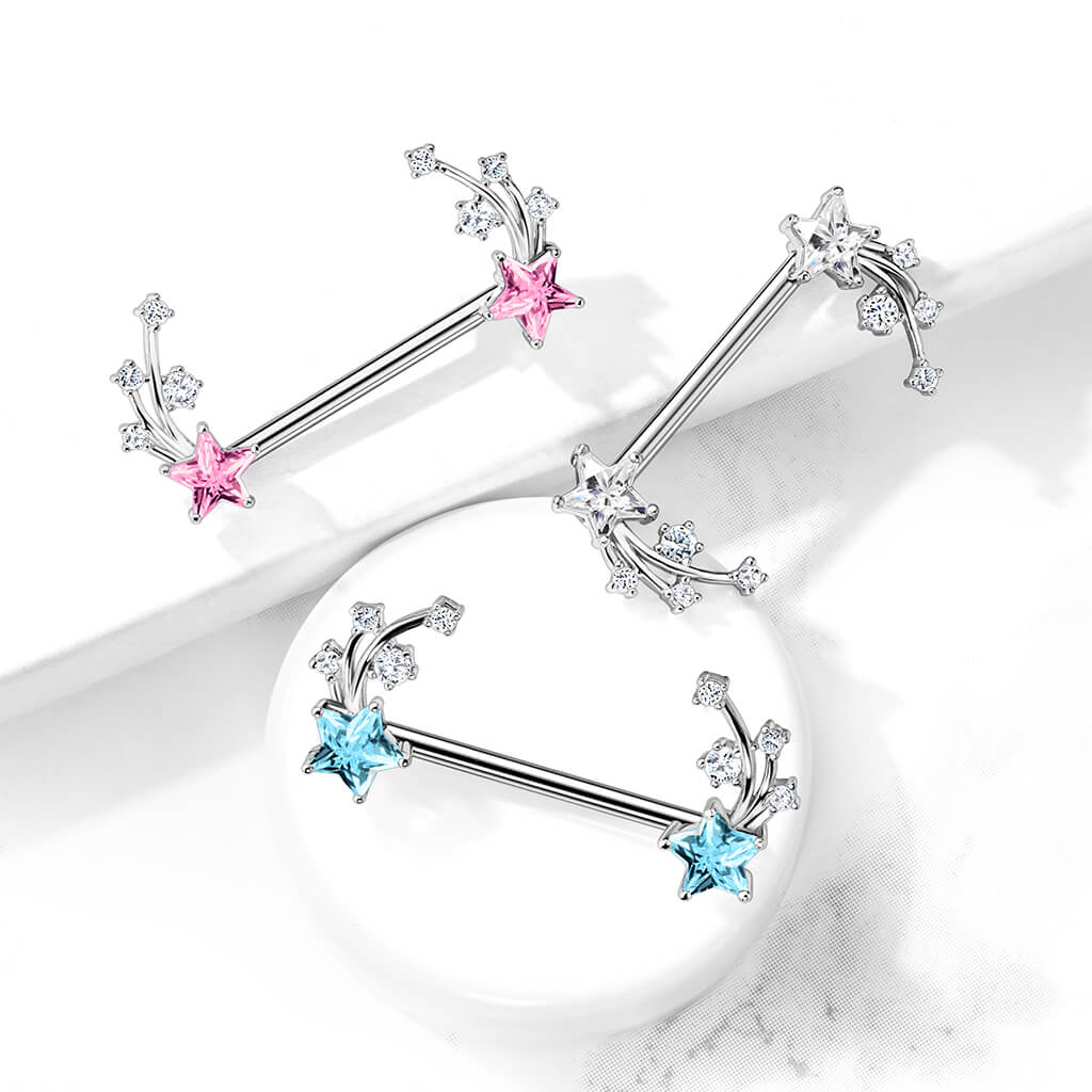 Nipple Piercing Shooting Star Zirconia Silver