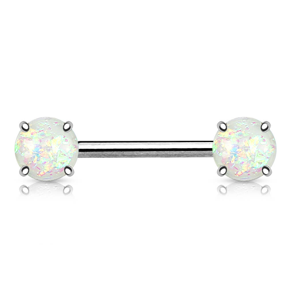 Nippelpiercing Opal Silber