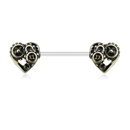 Nipple Piercing Heart Steampunk