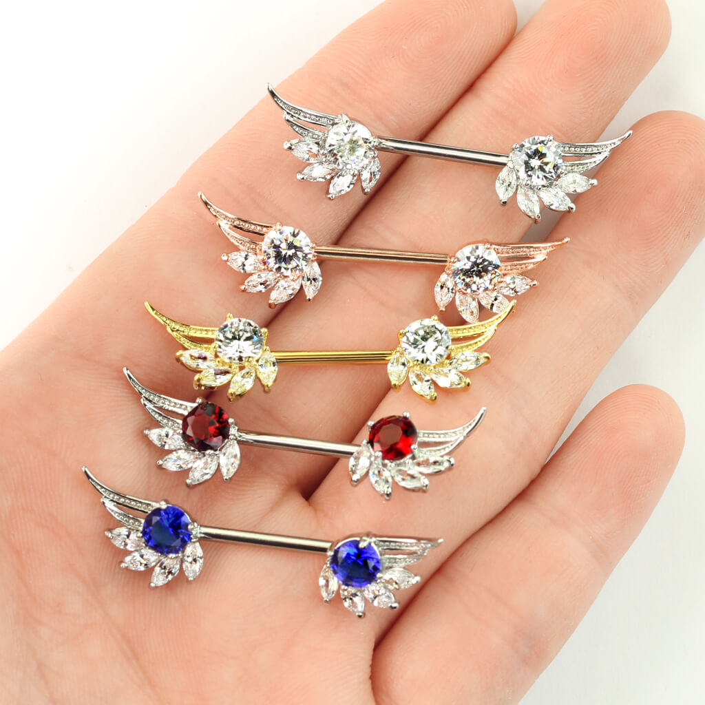 Nipple Piercing Angel Wings Zirconia