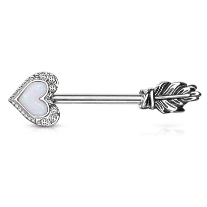 Nipple Piercing Heart Arrow Opal