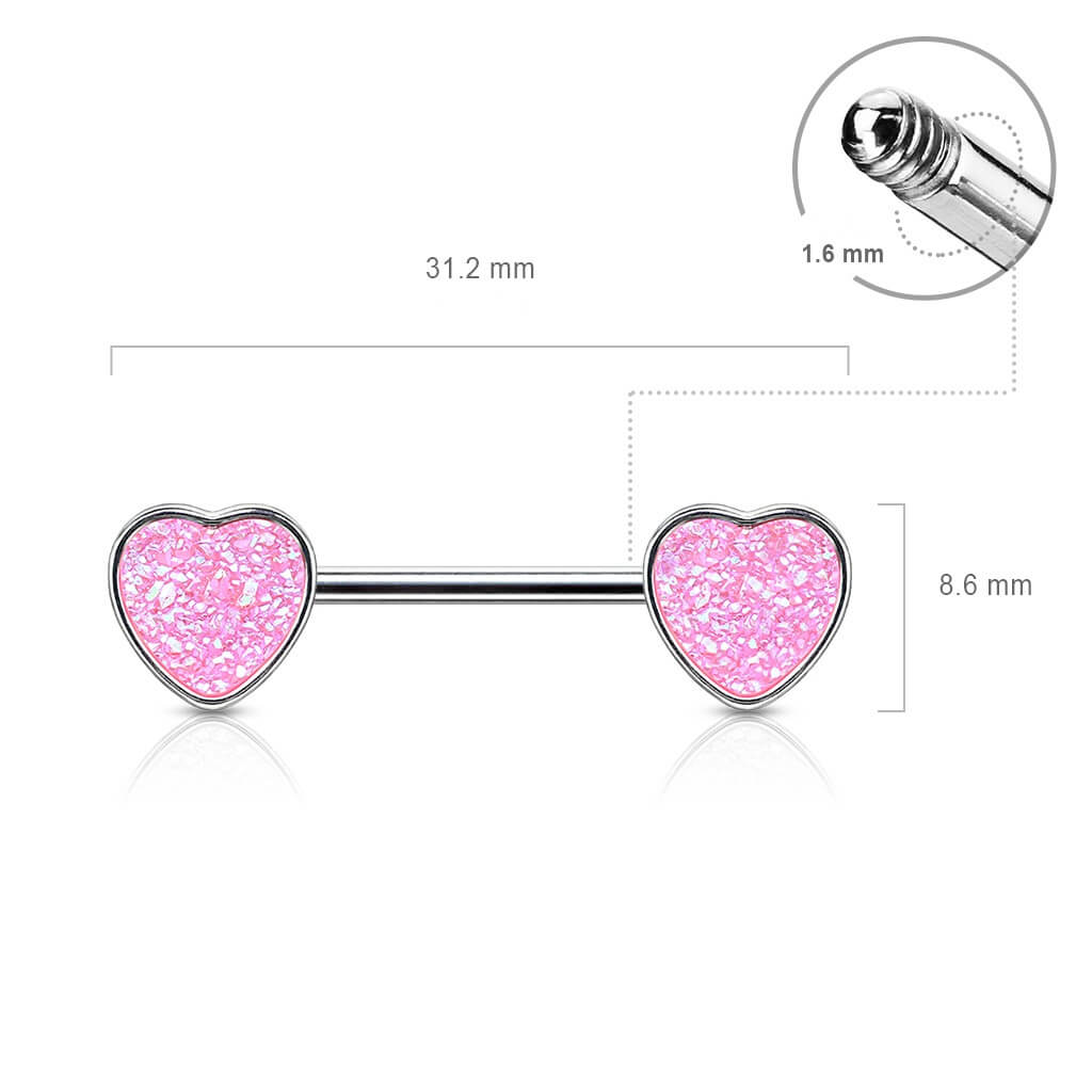 Nipple Piercing Heart shiny synthetic Stone