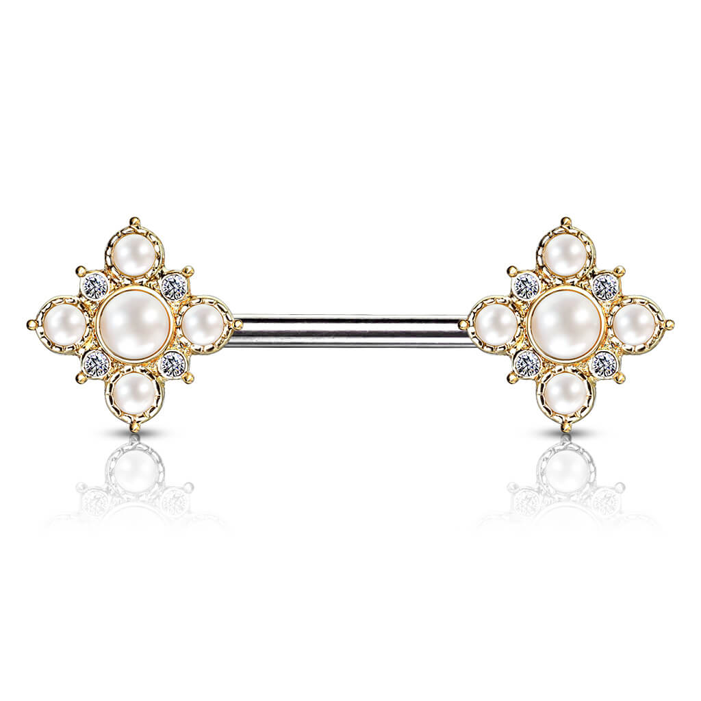 Nipple Piercing Flower Pearls Zirconia