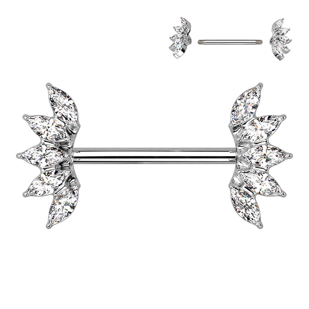 Piercing Capezzolo 5 Zirconi taglio marquise