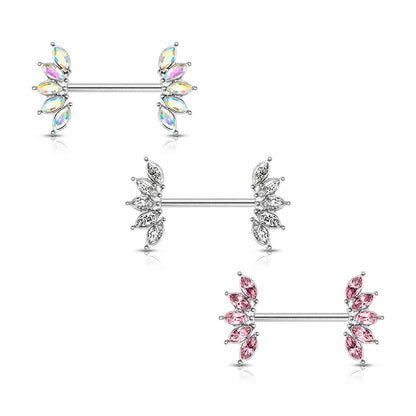 Piercing Capezzolo 5 Zirconi taglio marquise