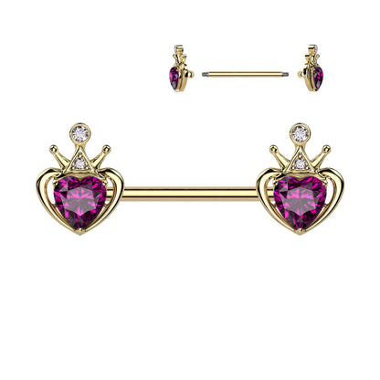 Nipple Piercing Heart Crown Zirconia