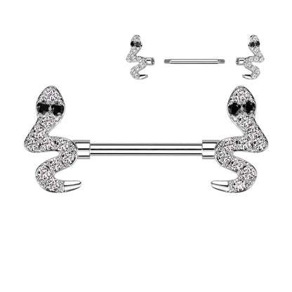 Nipple Piercing Snake Zirconia