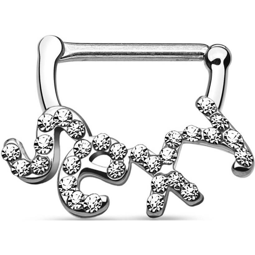 Piercing Capezzolo Scritta SEXY di zirconi Clicker