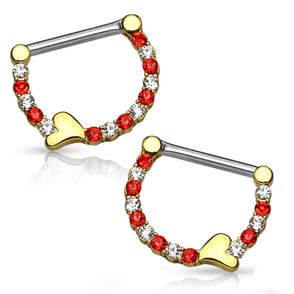 Piercing Capezzolo Cuore con zirconi Clicker