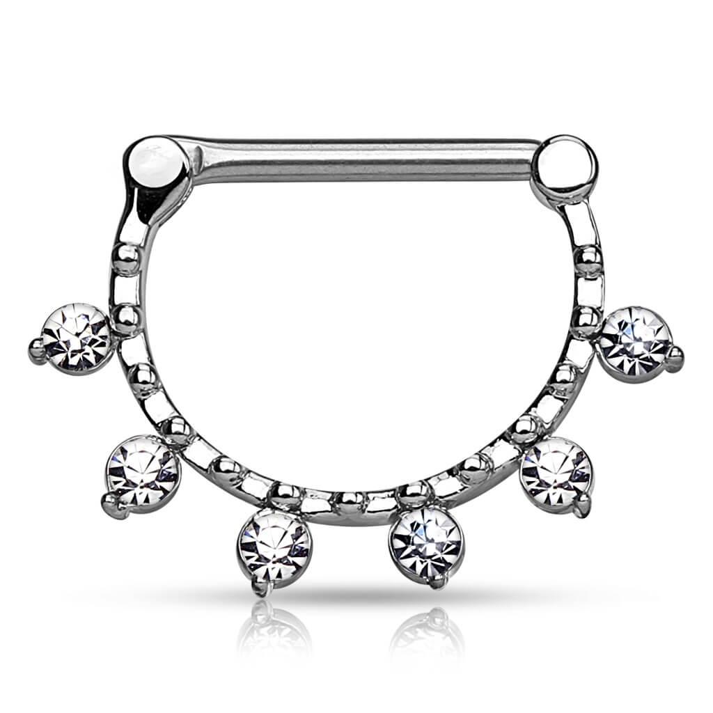 Piercing Capezzolo 6 Zirconi Clicker