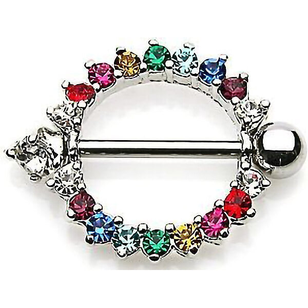 Piercing Capezzolo Corona di zirconi arcobaleno