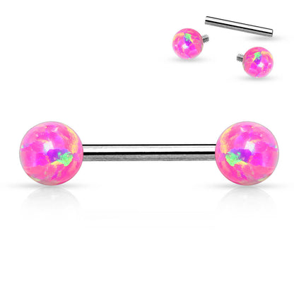 Nipple Piercing Ball Opal Internally Threaded