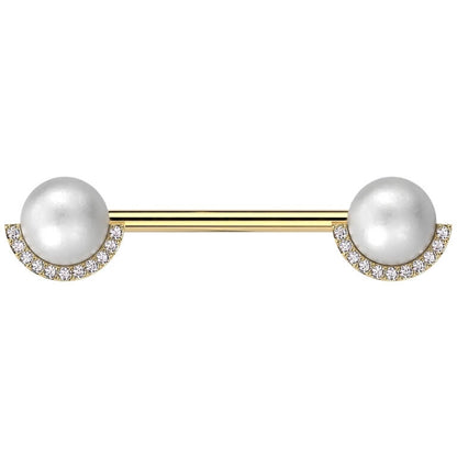 Barbell pearl ball with zirconia