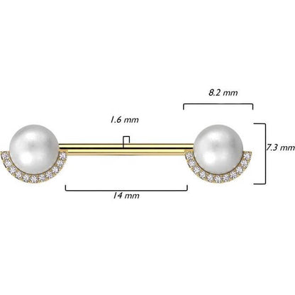 Barbell pearl ball with zirconia