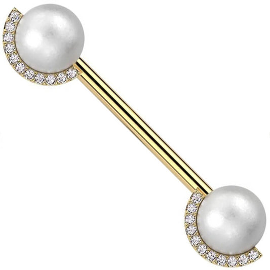 Barbell pearl ball with zirconia