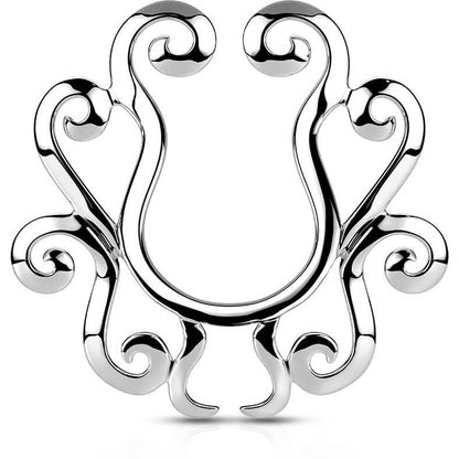 Fake Nippelpiercing Tribal Blume Silber Biegbar