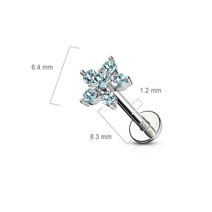 Labret Flower Zirconia Internally Threaded