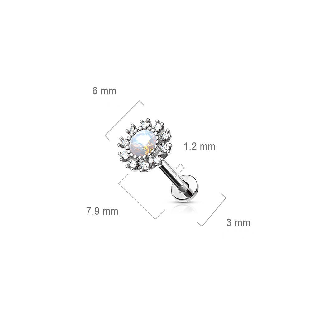 Labret Fleur Zircone Filetage Interne