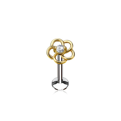 Labret Flower Zirconia Internally Threaded