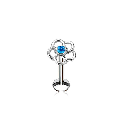 Labret Fleur Zircone Filetage Interne