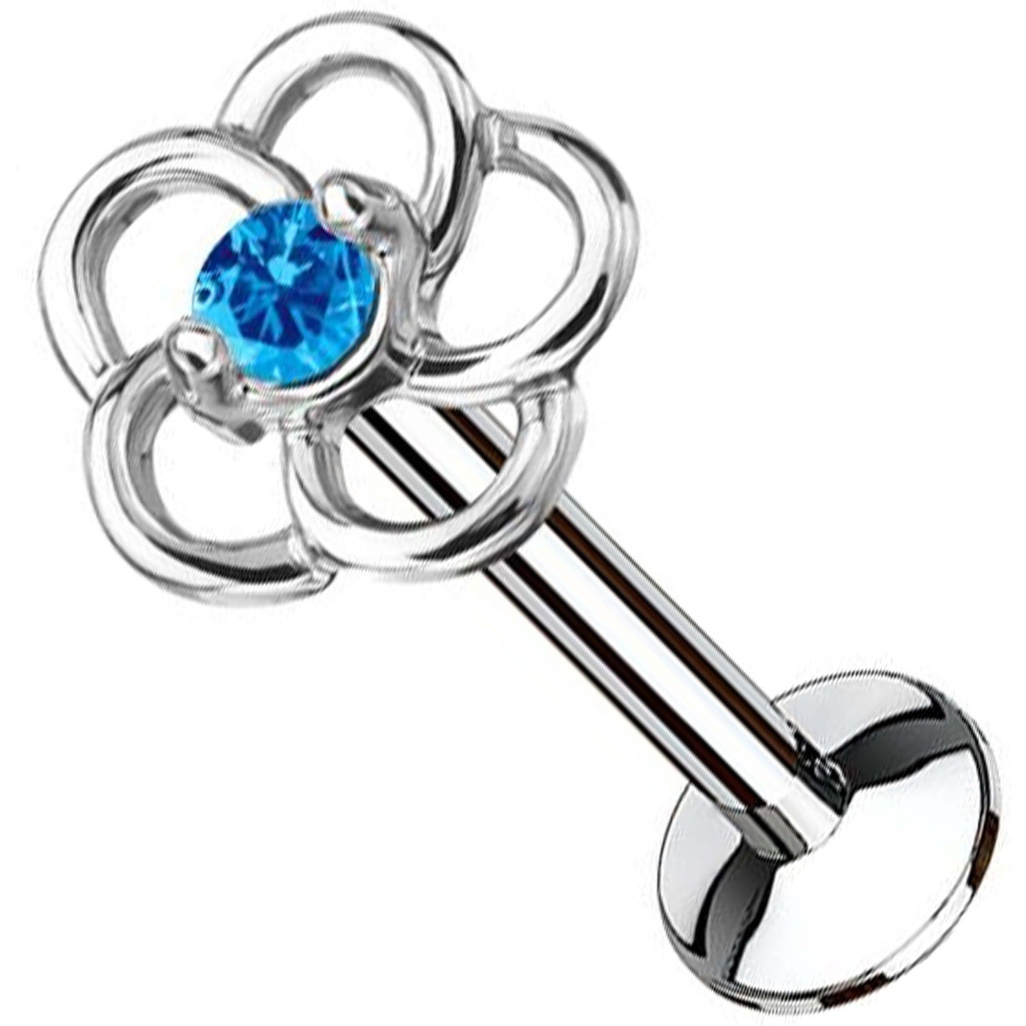 Labret Flower Zirconia Internally Threaded