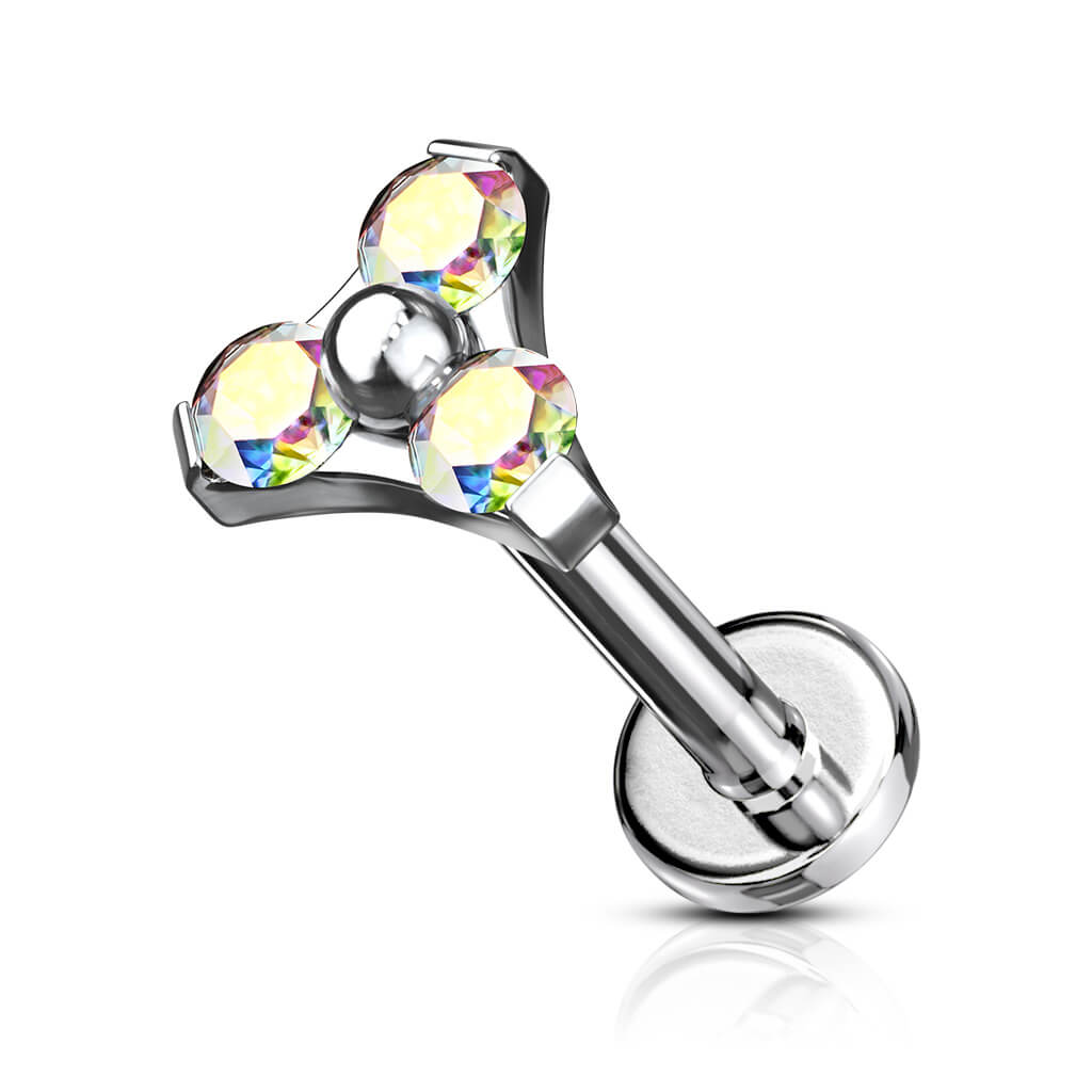 Circonita triángulo Plata Rosca interna Labret