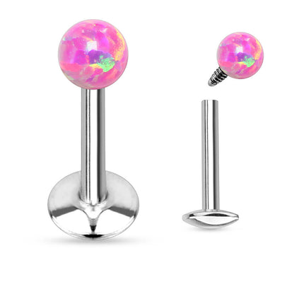 Labret Spherical Opal Silver Internally Threaded