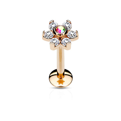 Labret Flower Zirconia Internally Threaded