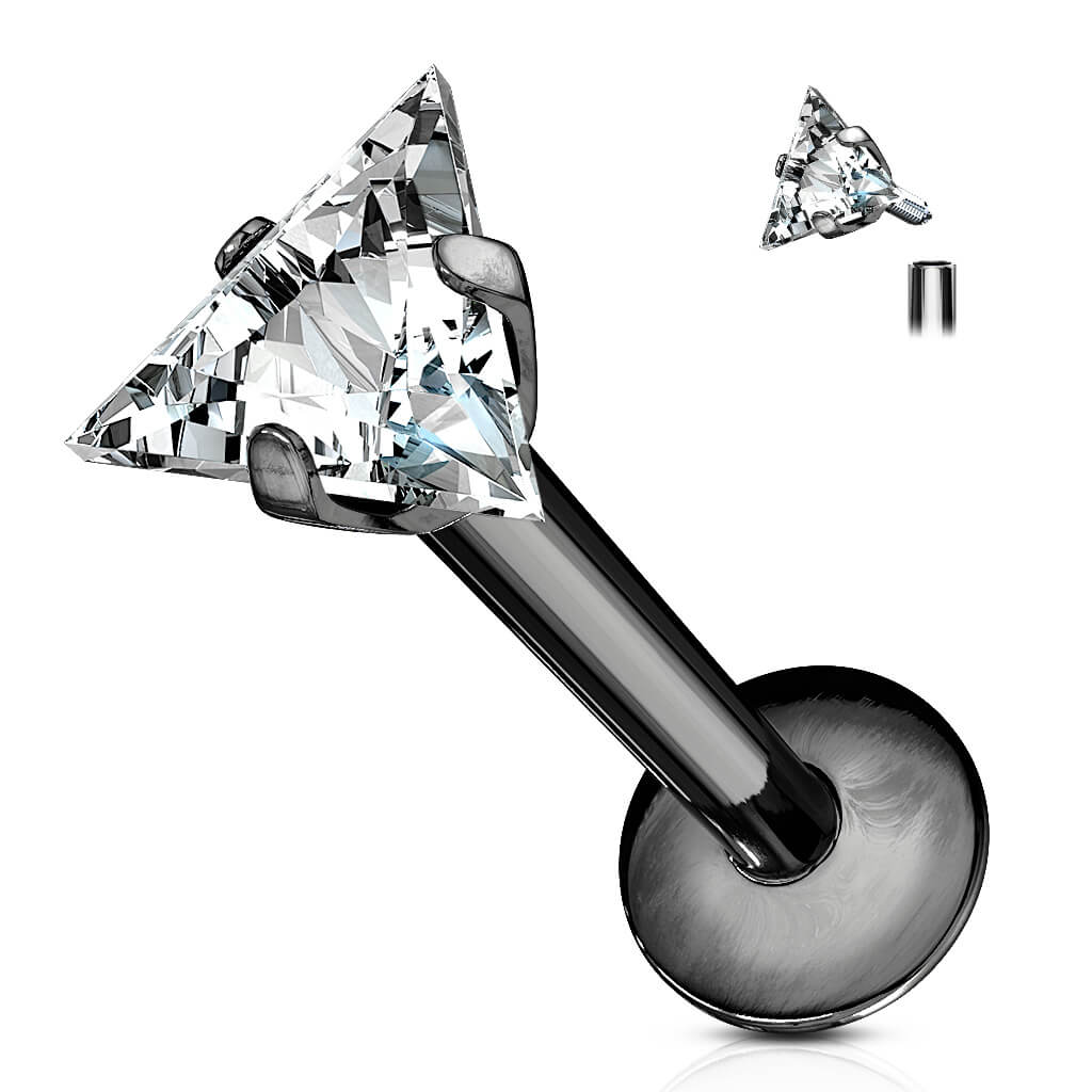 Labret Triangle Zircone Filetage Interne