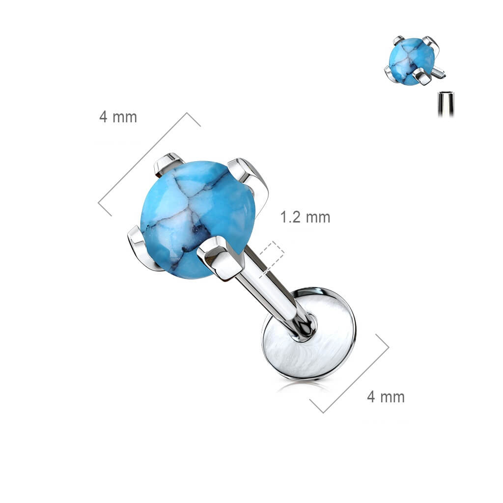 Labret Pierres Semi-Précieuses Filetage Interne