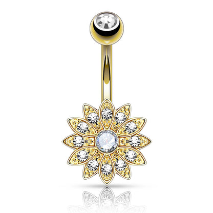 Bauchnabelpiercing Blume Zirkonia