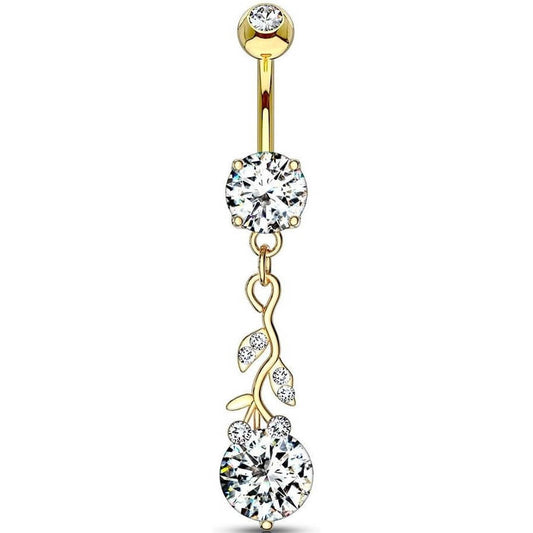 Piercing Nombril Pendentif Feuille Zircone