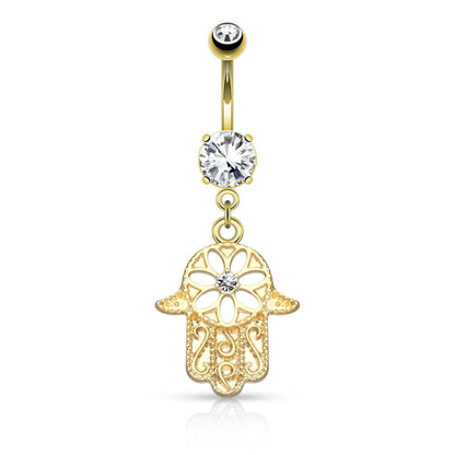 Bauchnabelpiercing Hamsa beweglich Zirkonia