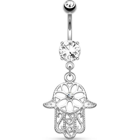 Piercing ombligo Hamsa colgante Circonita