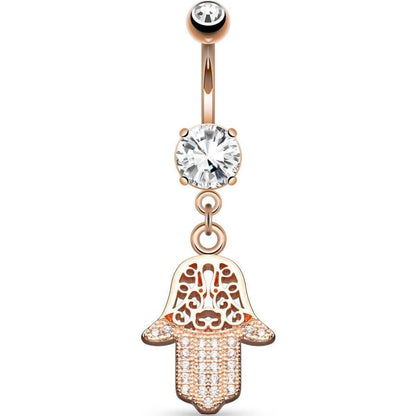 Belly Button Piercing Hamsa dangle Zirconia