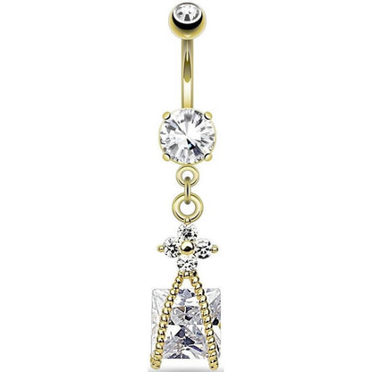 Piercing Nombril Pendentif Fleur Carré Zircone