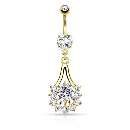 Piercing Nombril Pendentif Fleur Zircone