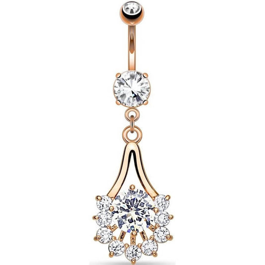 Piercing Nombril Pendentif Fleur Zircone