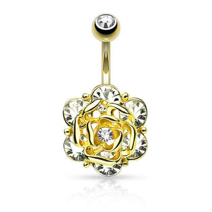 Piercing Nombril Rose Zircone