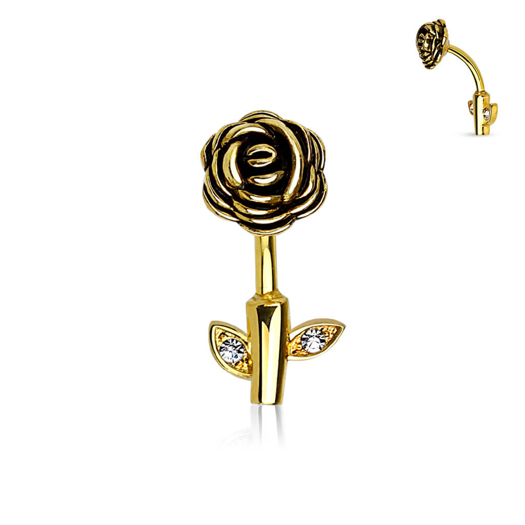 Piercing Nombril Rose Zircone