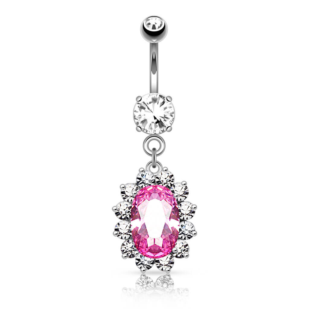 Belly Button Piercing Flower dangle Zirconia