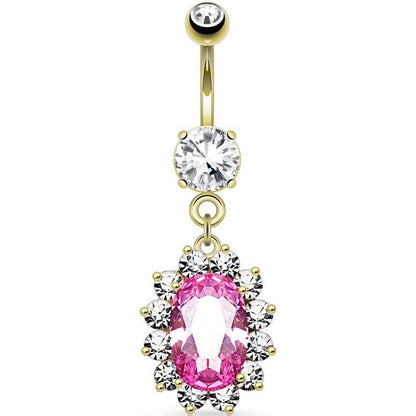 Piercing Nombril Pendentif Fleur Zircone