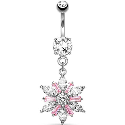 Piercing Nombril Pendentif Fleur Zircone